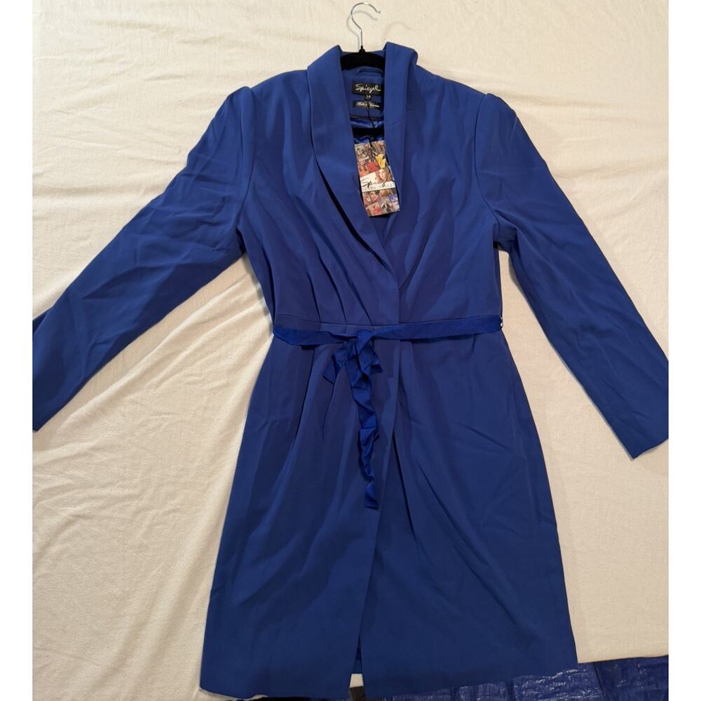 Spiegel Blue 80% Wool Blend Long Overcoat Womens Size 14 NEW - Picture 1 of 10